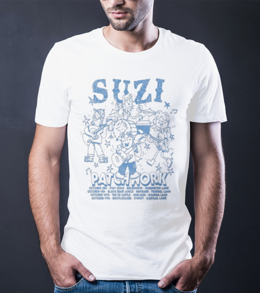 Suzi Patchwork Tour 2025 Cartoon Band Illustration T-Shirt