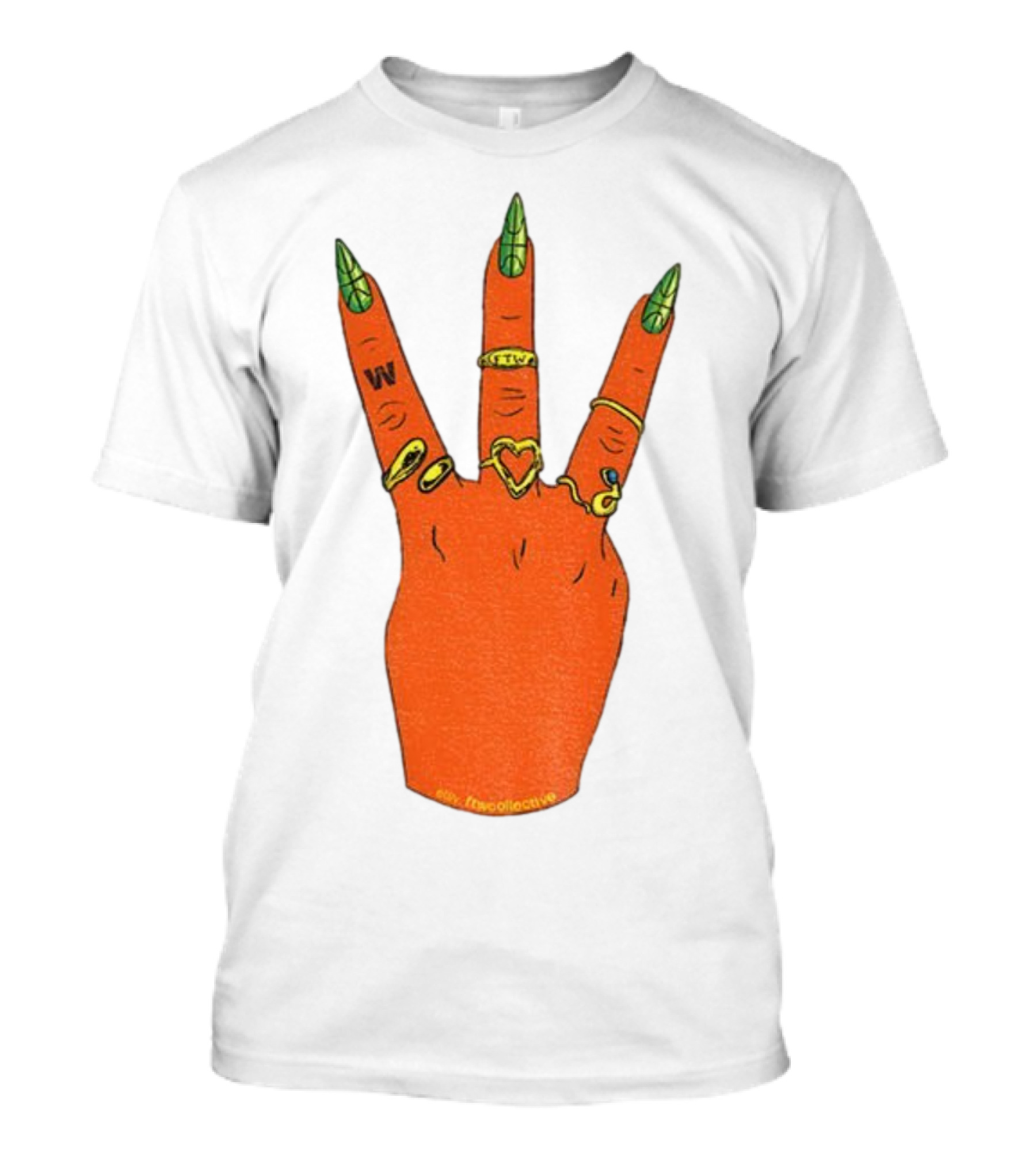 W Basketball Three Fingers Orange Hand Gesture Logo T-Shirt