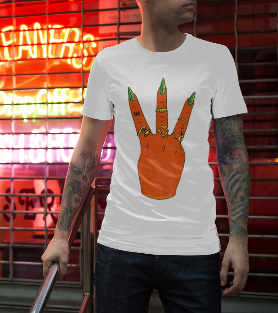 W Basketball Three Fingers Orange Hand Gesture Logo T-Shirt