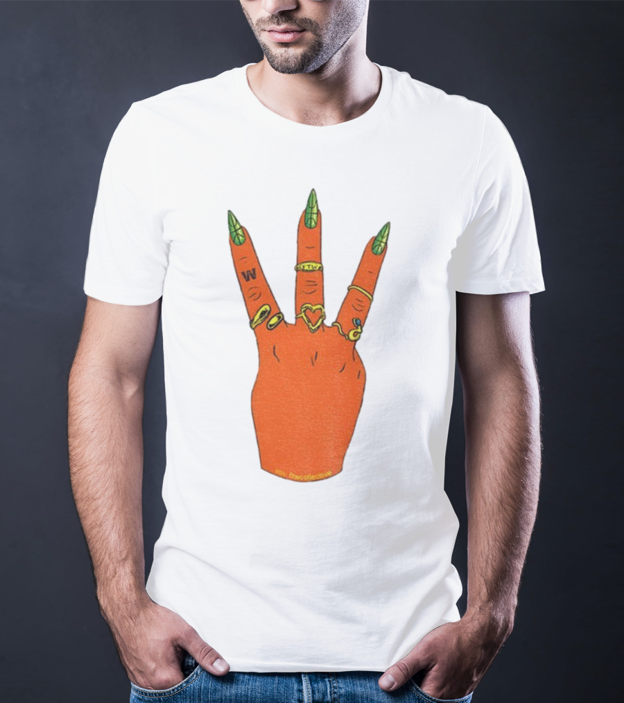 W Basketball Three Fingers Orange Hand Gesture Logo T-Shirt
