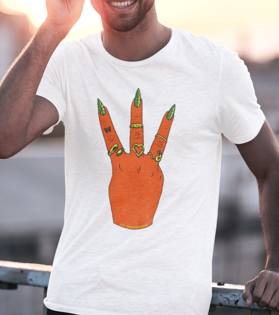 W Basketball Three Fingers Orange Hand Gesture Logo T-Shirt