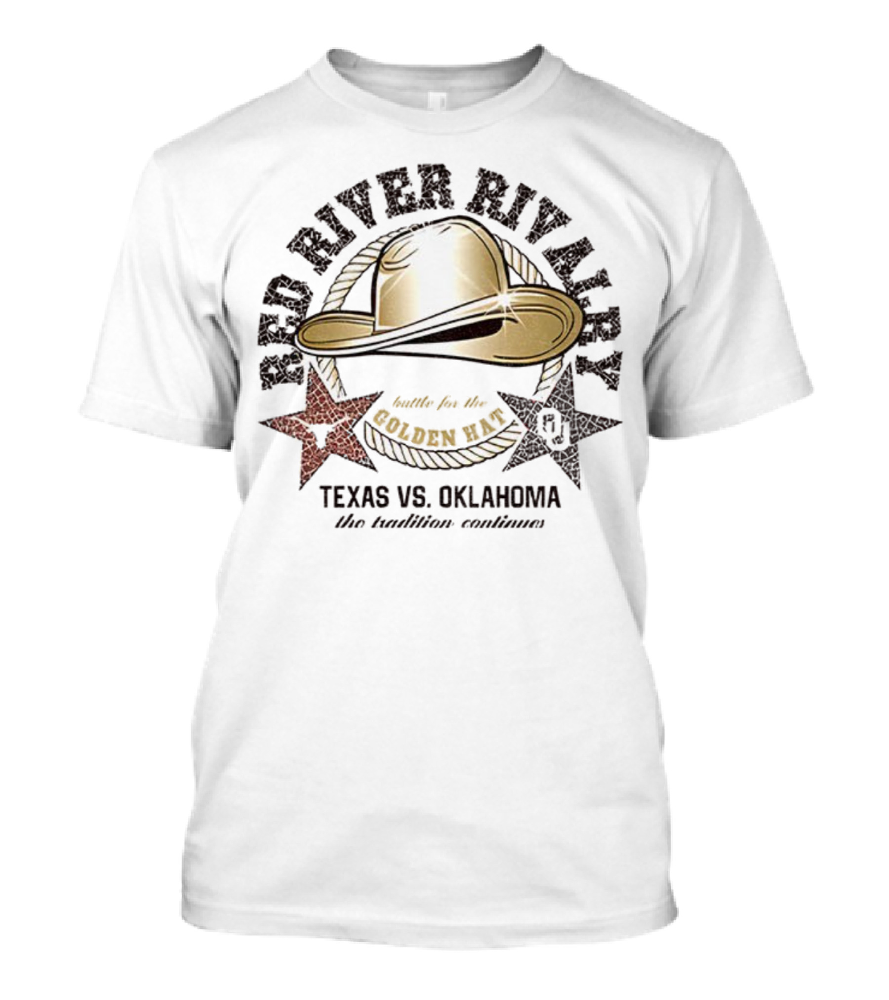 Red River Rivalry Texas Vs Oklahoma Golden Hat Tradition Showdown T-Shirt