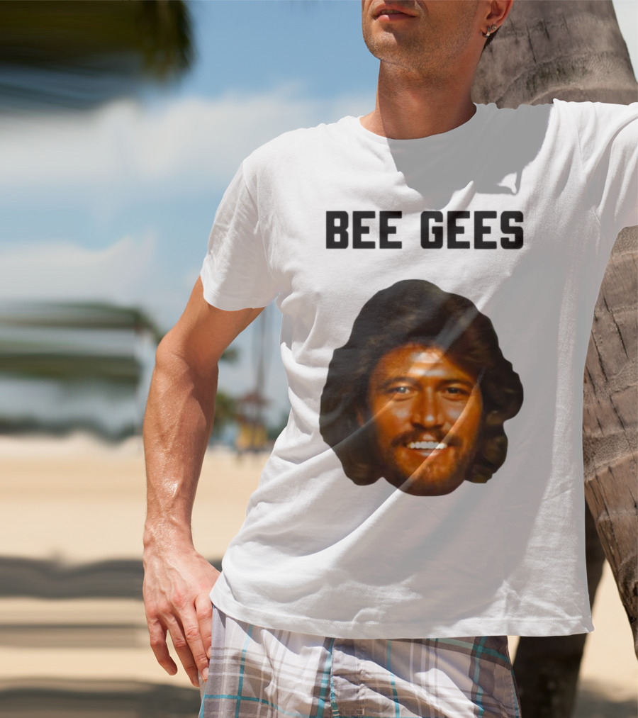 Barry Gibb Bee Gees Iconic Face Retro 70s Style T-Shirt