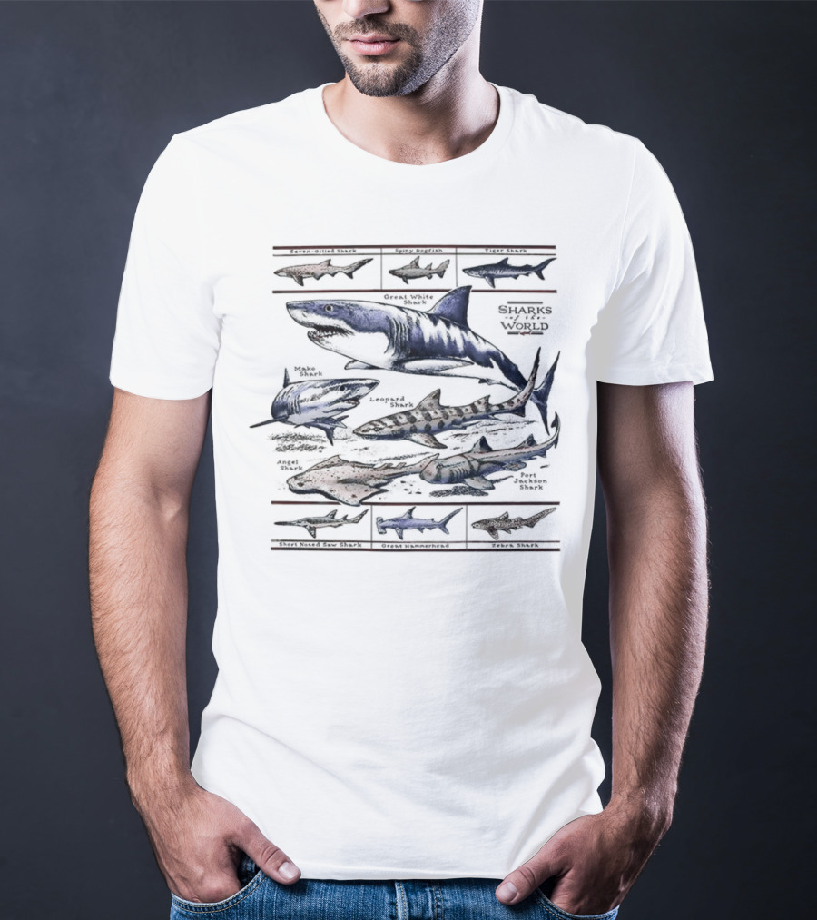 Field Guide Sharks World Marine Life Species Chart T-Shirt