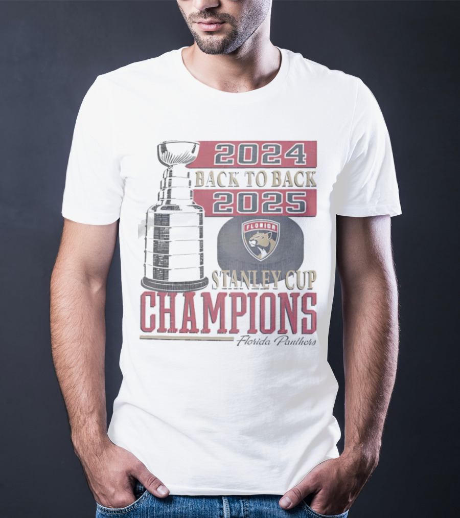Florida Panthers 2024 2025 Back To Back Stanley Cup Champions Vintage 47 White T-Shirt