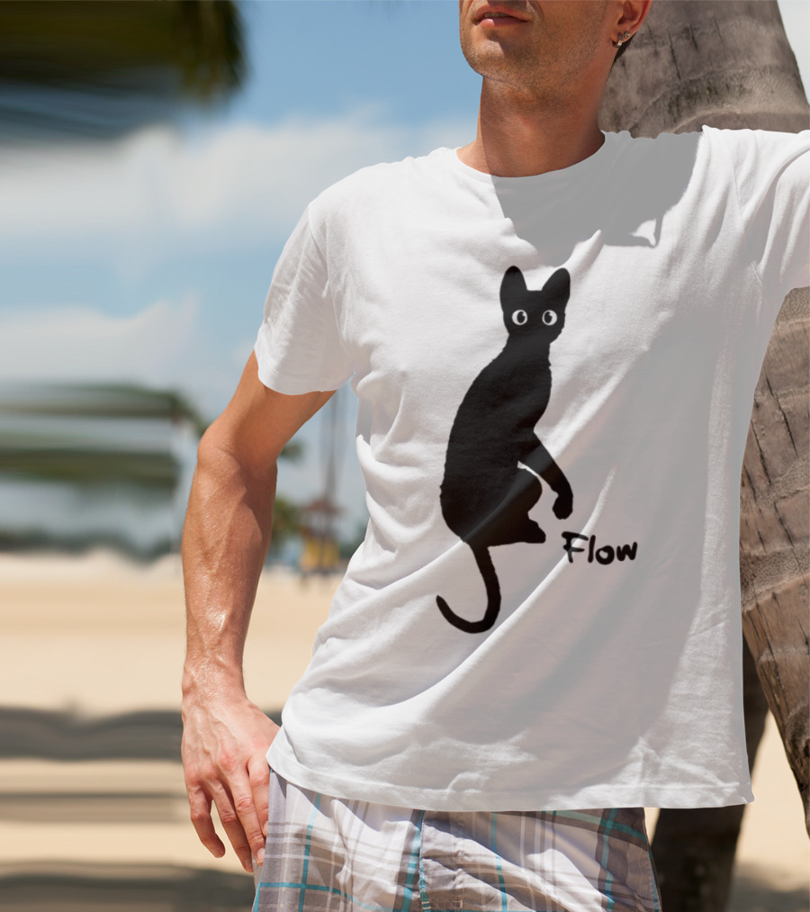 Flow Movie India Ink Cat Silhouette T-Shirt