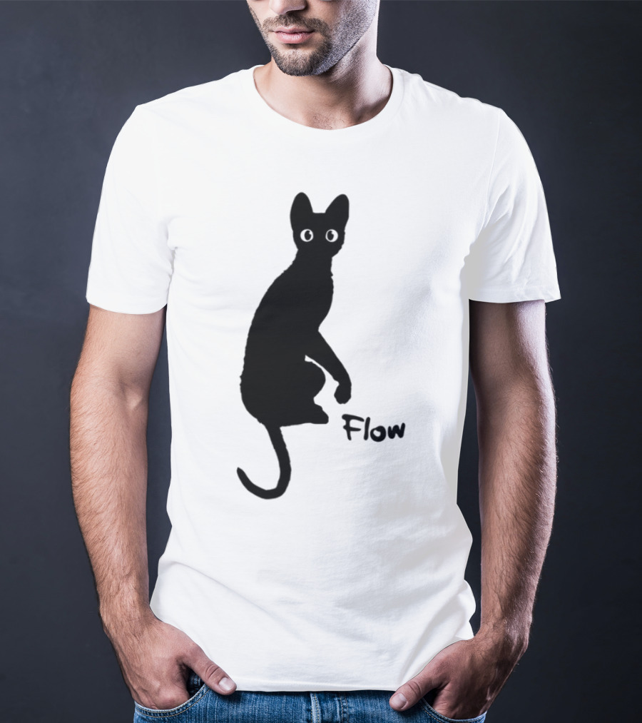 Flow Movie India Ink Cat Silhouette T-Shirt