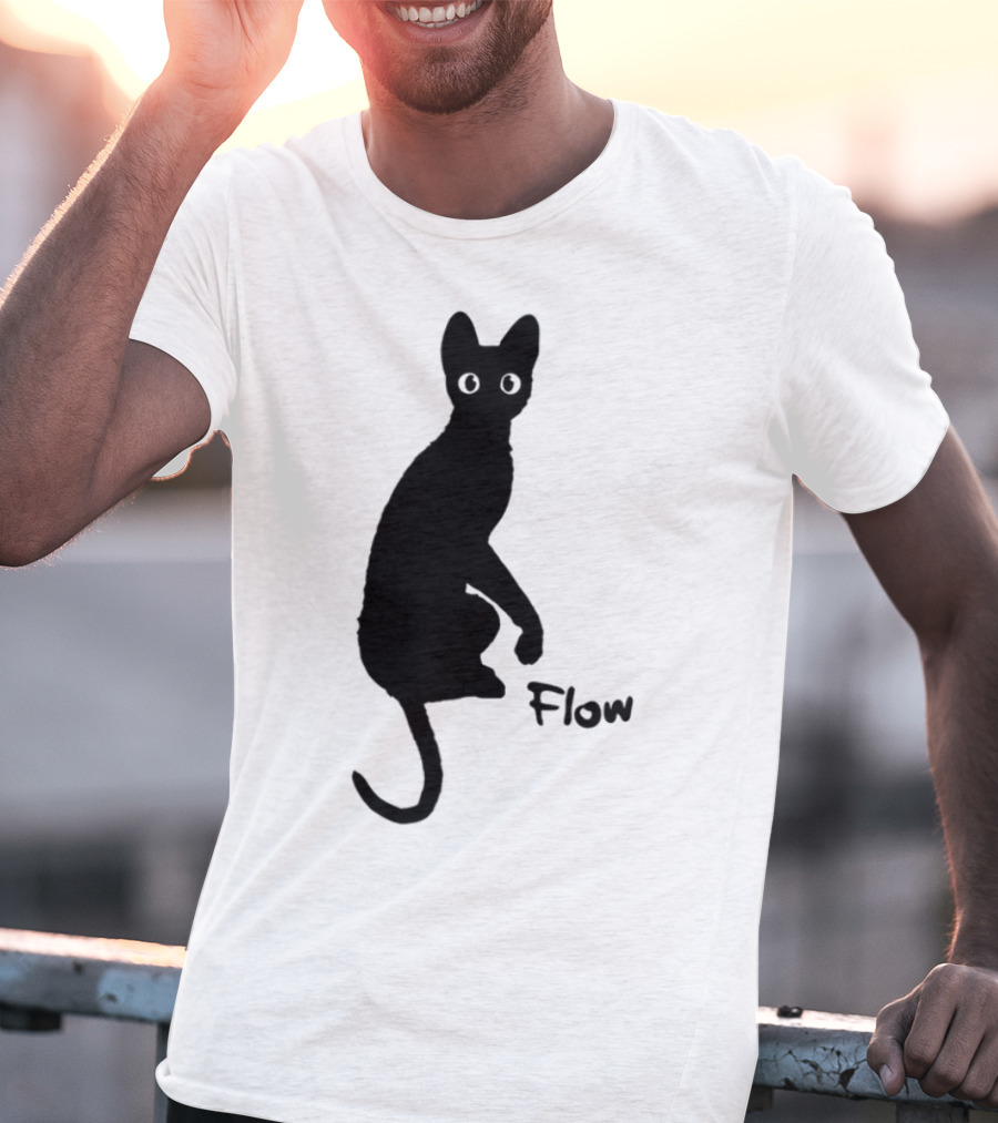 Flow Movie India Ink Cat Silhouette T-Shirt