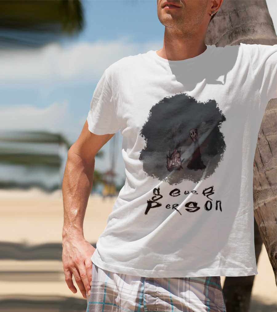 Sewerperson Campfire Mountain Forest Scene T-Shirt