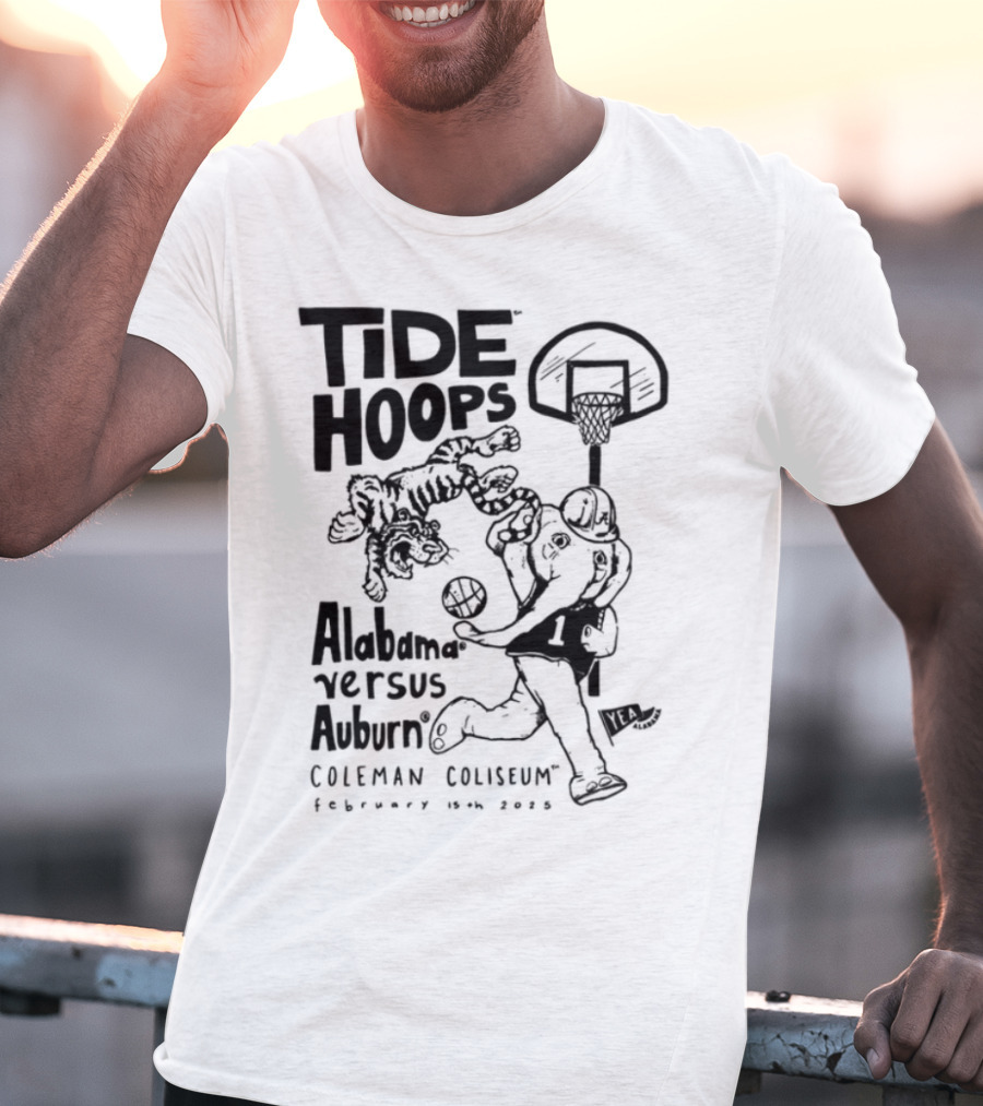 Tide Hoops Alabama Versus Auburn Basketball Showdown Crimson Night T-Shirt