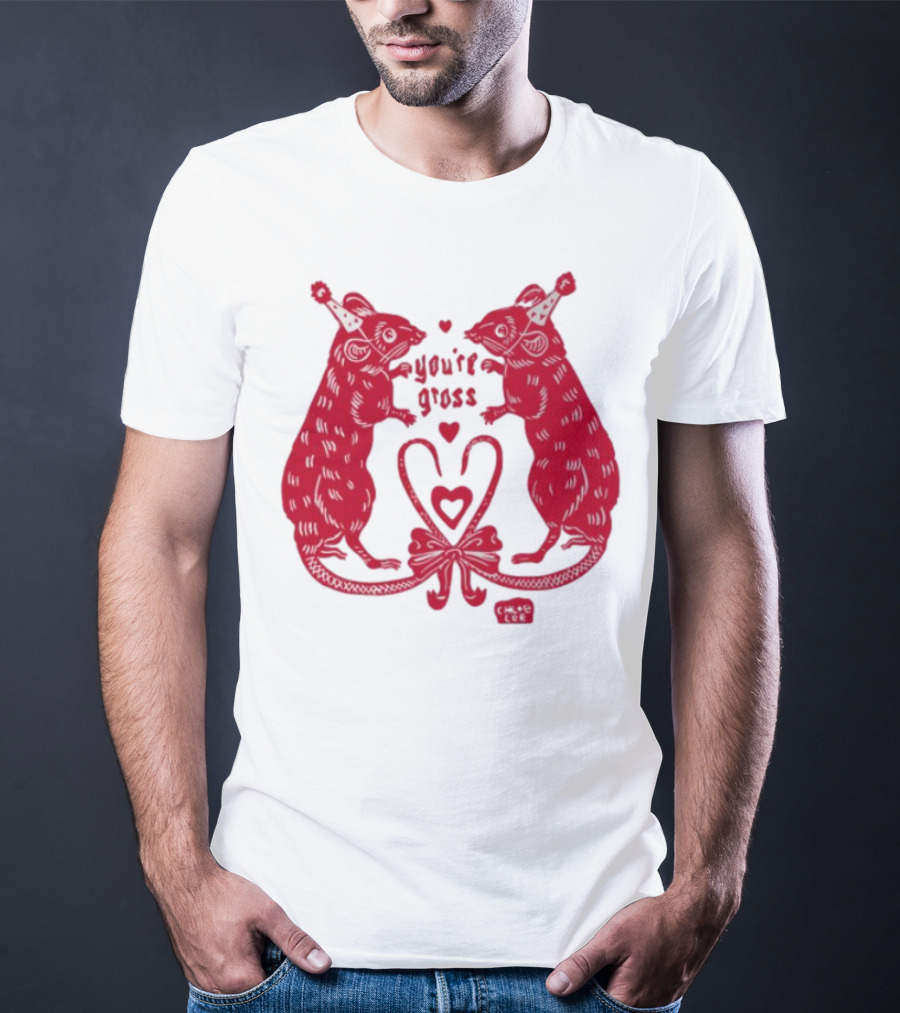 You're Gross Rats Party Hat Love Hearts T-Shirt