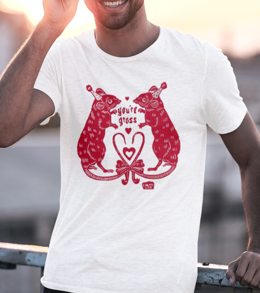 You're Gross Rats Party Hat Love Hearts T-Shirt