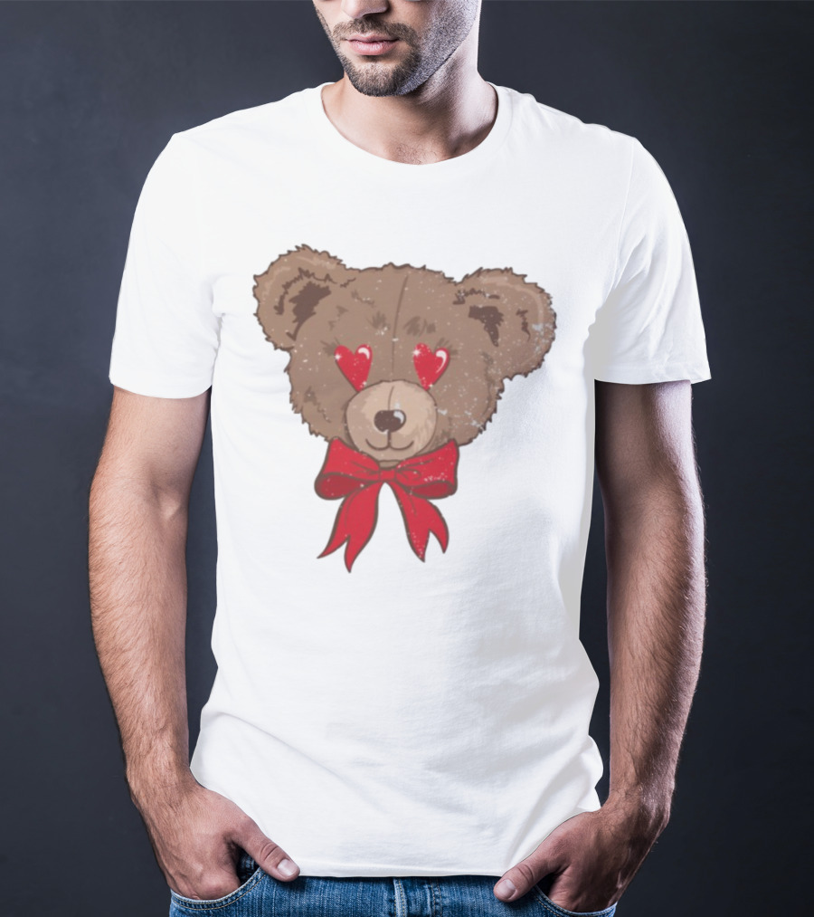I Love You Beary Much Heart Eyes Teddy Bear Red Bow T-Shirt