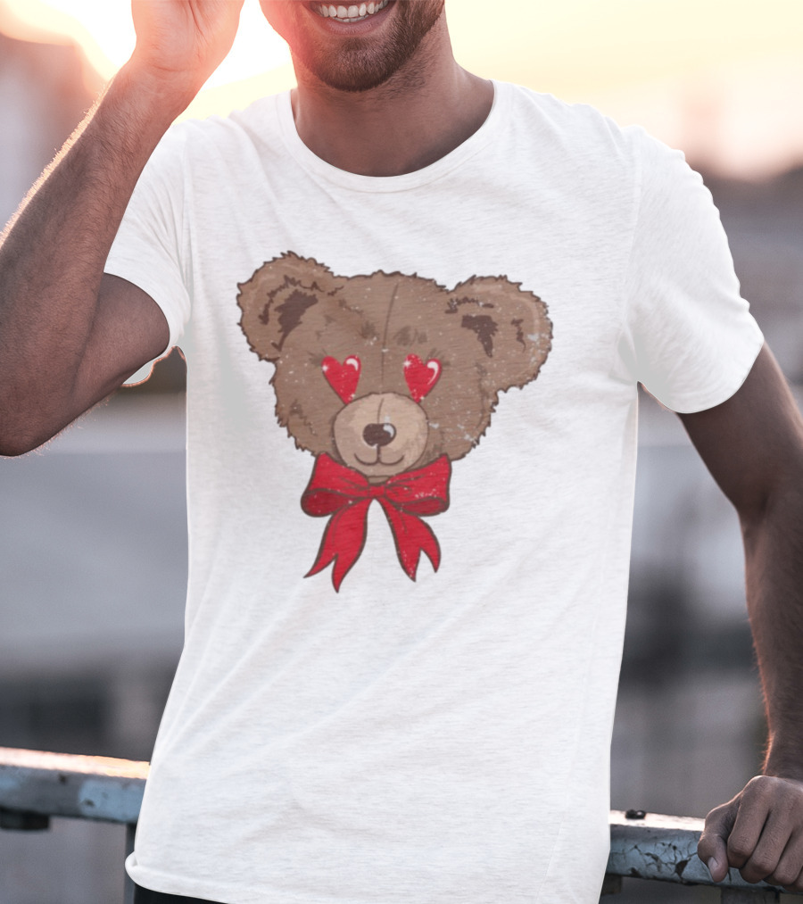 I Love You Beary Much Heart Eyes Teddy Bear Red Bow T-Shirt