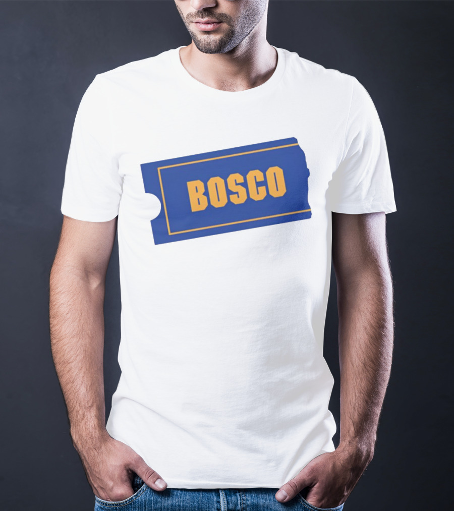 Bosco Blue Ticket Style Bold Text Design T-Shirt