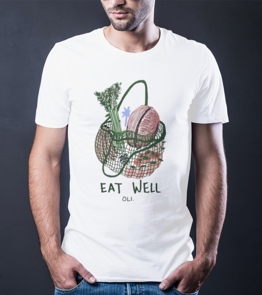 Eat Well Oli Vegetable Basket Illustration T-Shirt