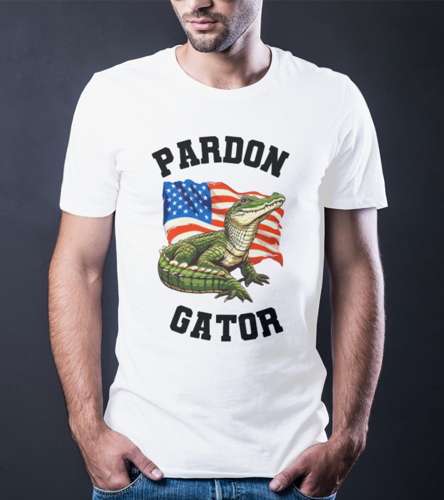 Patriotic American Flag Alligator Pardon Gator T-Shirt