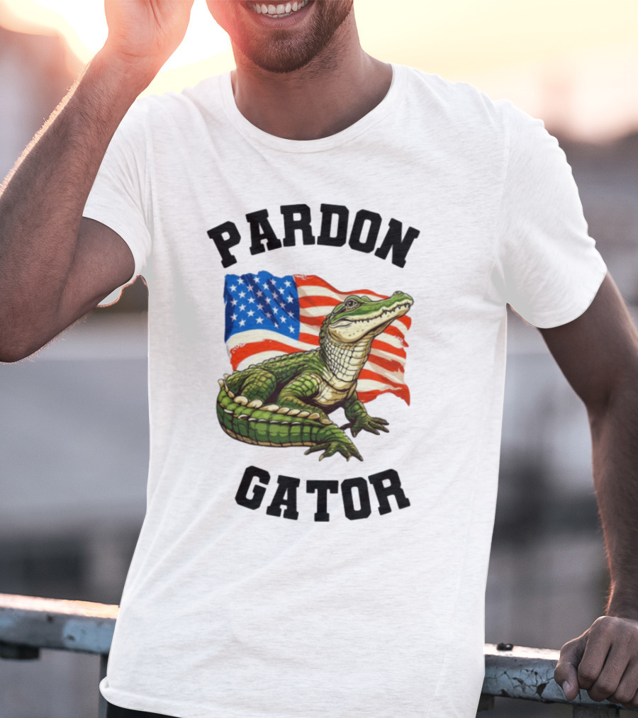 Patriotic American Flag Alligator Pardon Gator T-Shirt