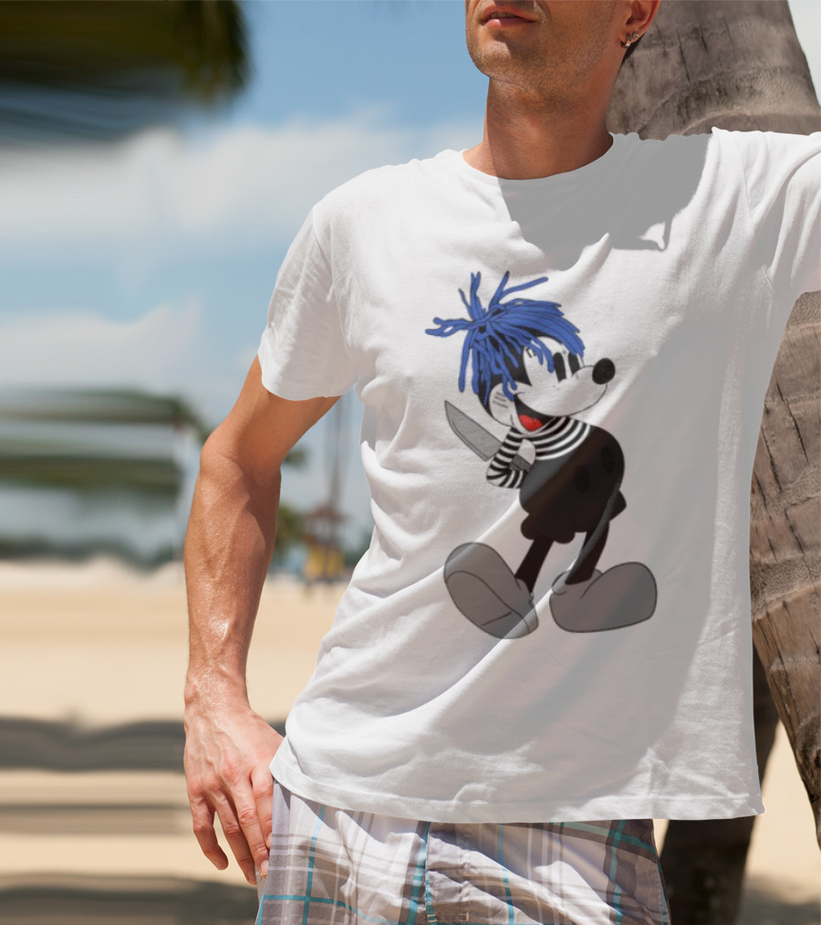 Revenge X Sad Mickey Mouse Knife Emotive Punk Mashup T-Shirt