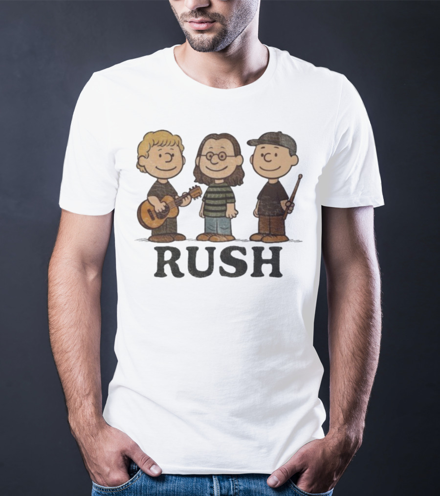 Charlie Brown Peanuts Characters Styled As Rush Band Members T-Shirt