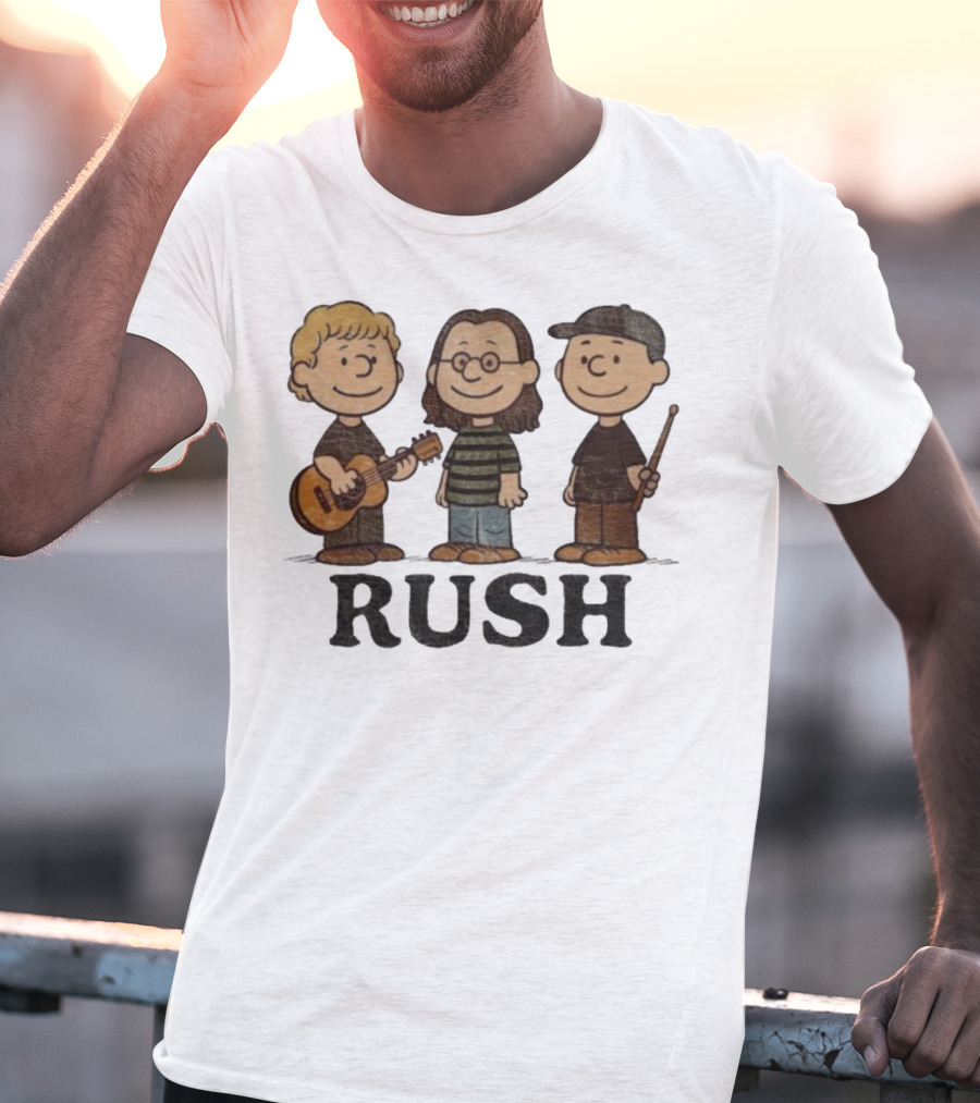 Charlie Brown Peanuts Characters Styled As Rush Band Members T-Shirt