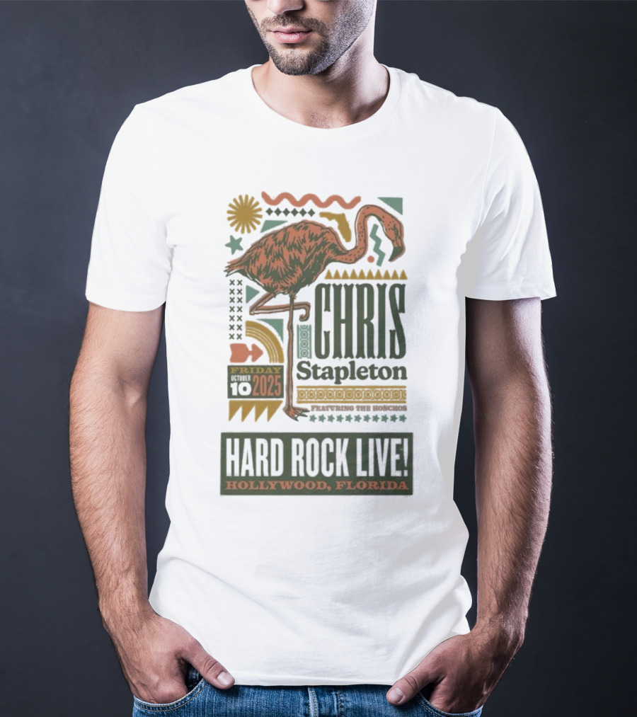 Chris Stapleton Hard Rock Live Hollywood Florida Friday 10 2025 Flamingo T-Shirt