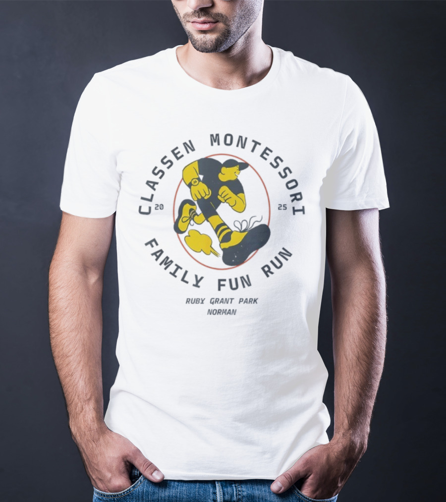 Classen Montessori Family Fun Run 2025 Runnin' Rabbit Ruck Grant Park Norman T-Shirt