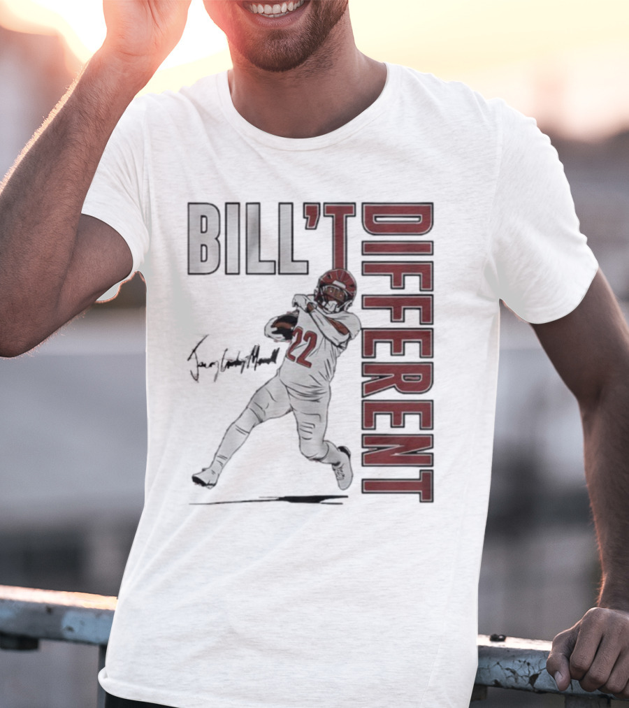 Jacory Croskey-Merritt Bill’t Different Number 22 Football Signature T-Shirt