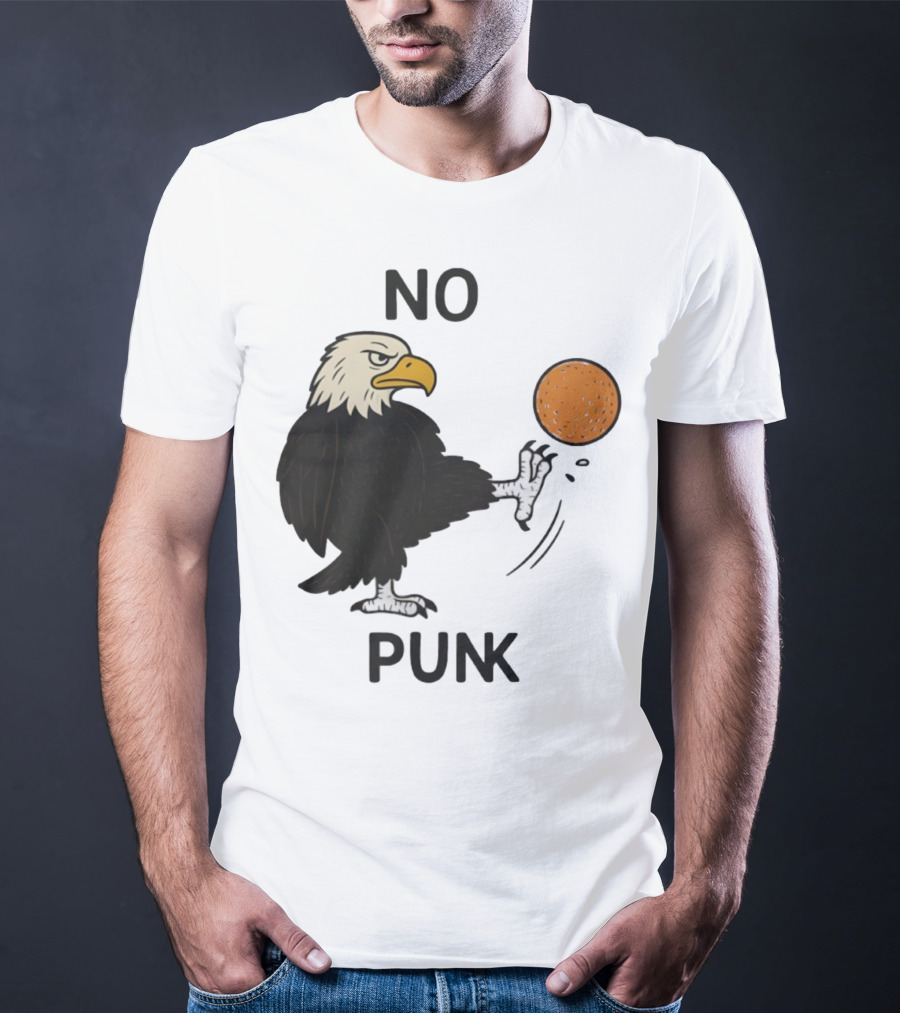 Bald Eagle Kicking Orange Ball No Punk T-Shirt