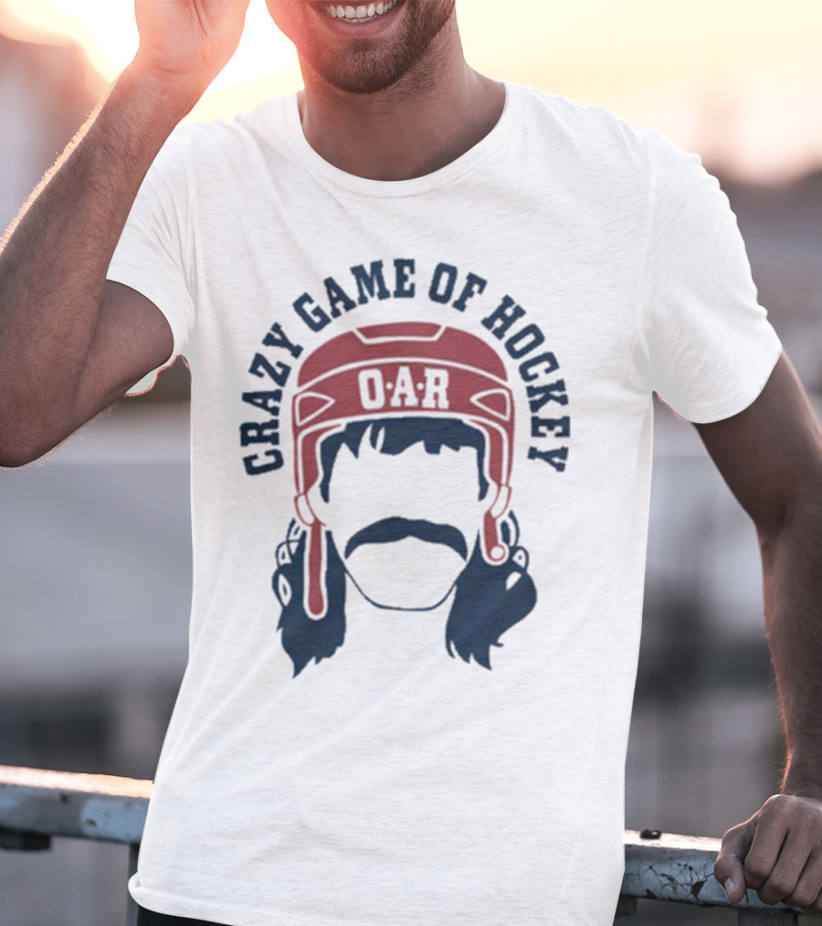 OAR Crazy Game Of Hockey Helmet Retro Style T-Shirt