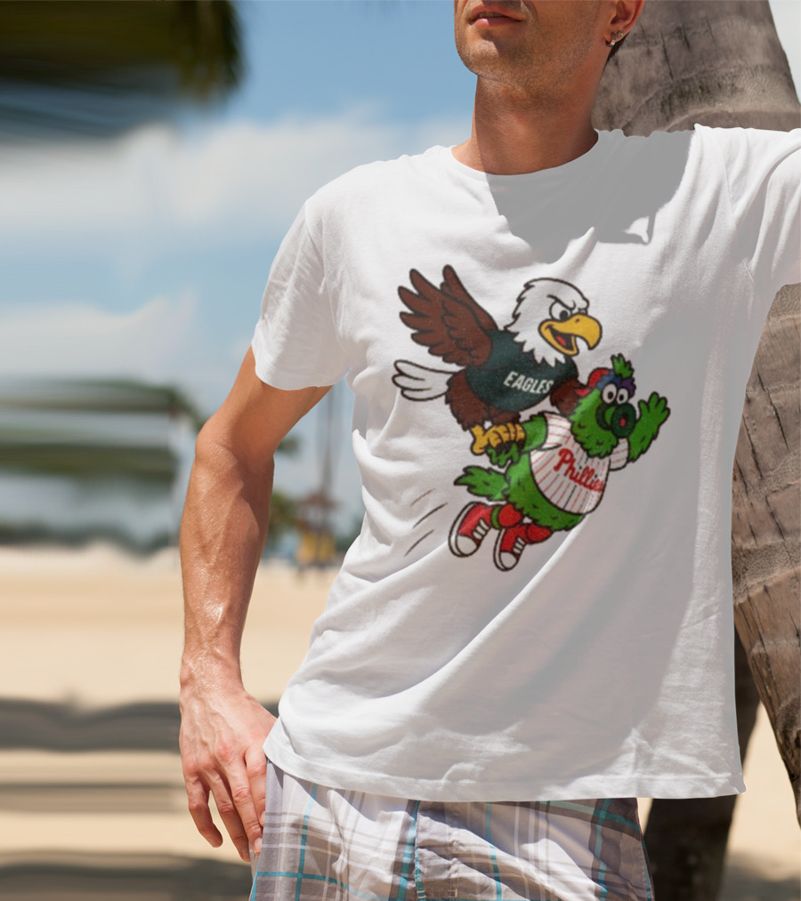 Philadelphia Eagles Swoop And Phillies Phanatic Mascot Team Up Fun T-Shirt