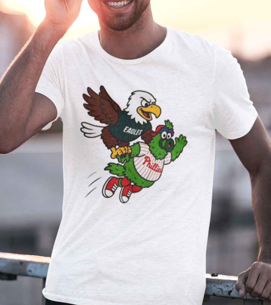 Philadelphia Eagles Swoop And Phillies Phanatic Mascot Team Up Fun T-Shirt