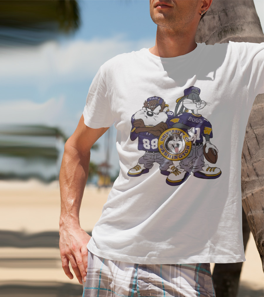 Taz And Bugs Bunny University Of Washington Huskies Football 89 11 T-Shirt