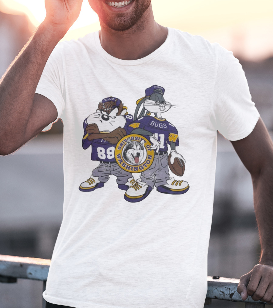Taz And Bugs Bunny University Of Washington Huskies Football 89 11 T-Shirt