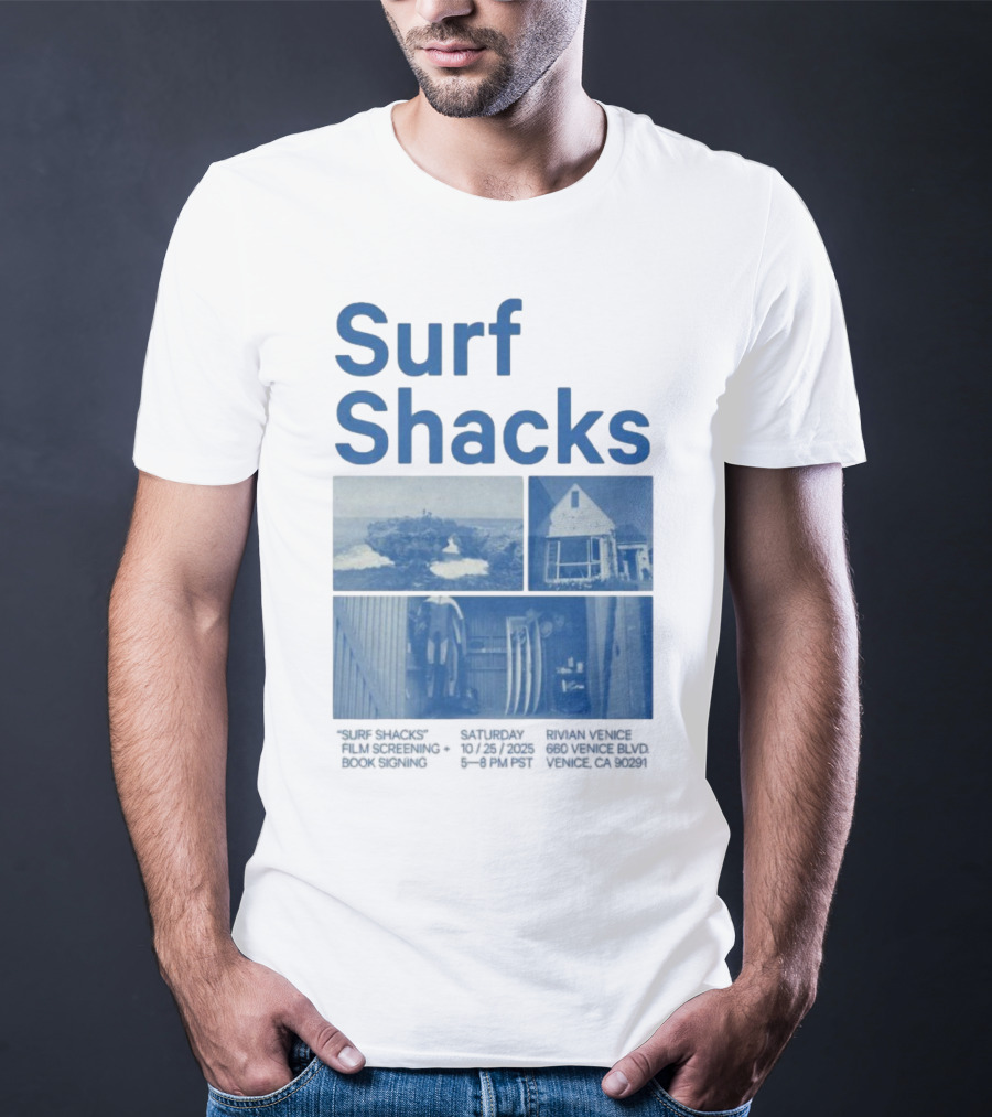 Surf Shacks Oct 25 2025 Venice CA Beach Surfboards Coastal Homes T-Shirt