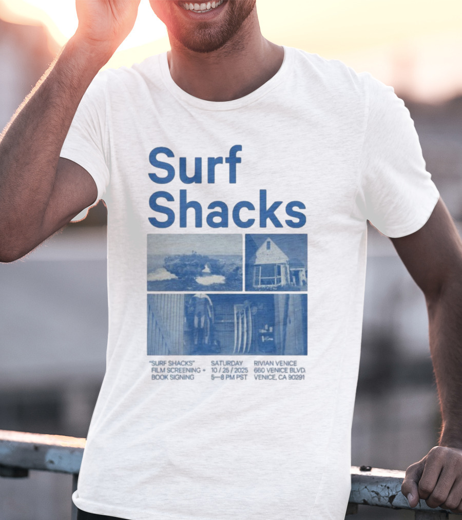 Surf Shacks Oct 25 2025 Venice CA Beach Surfboards Coastal Homes T-Shirt
