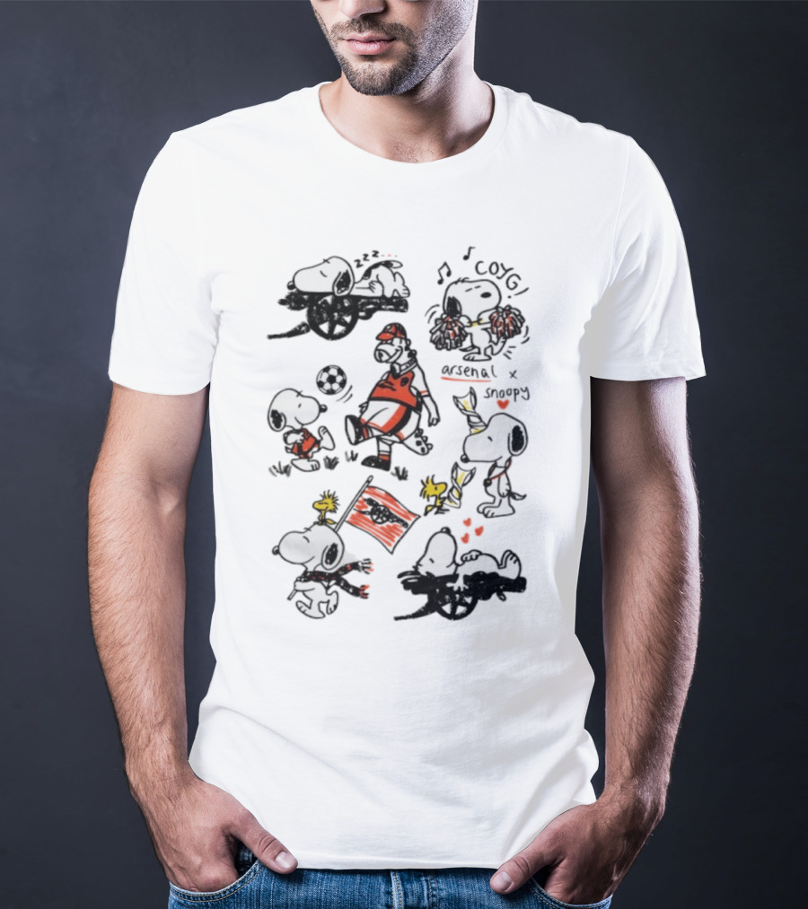 Arsenal Snoopy Football Soccer Icon Collaboration T-Shirt
