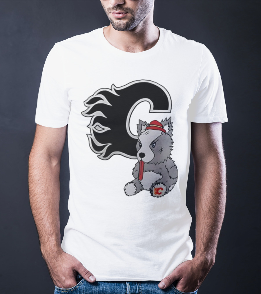 Calgary Flames Harvey The Hound With C Flame Logo T-Shirt