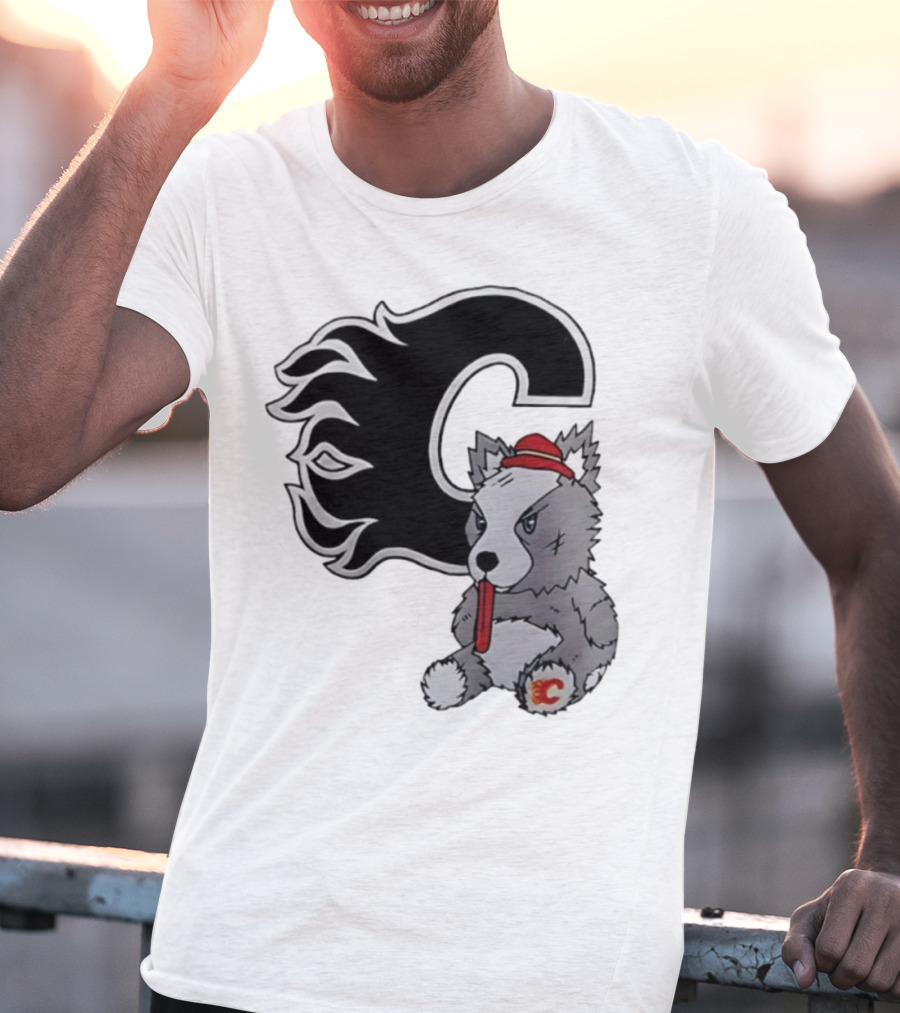 Calgary Flames Harvey The Hound With C Flame Logo T-Shirt