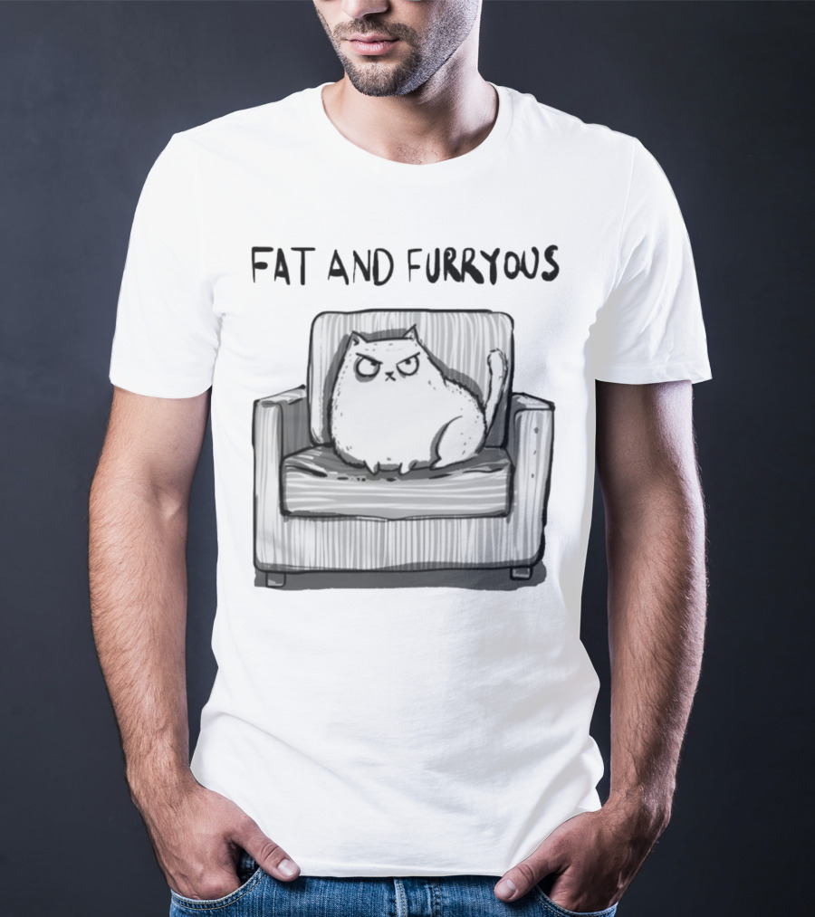 Fat And Furrous Cat On Chair T-Shirt