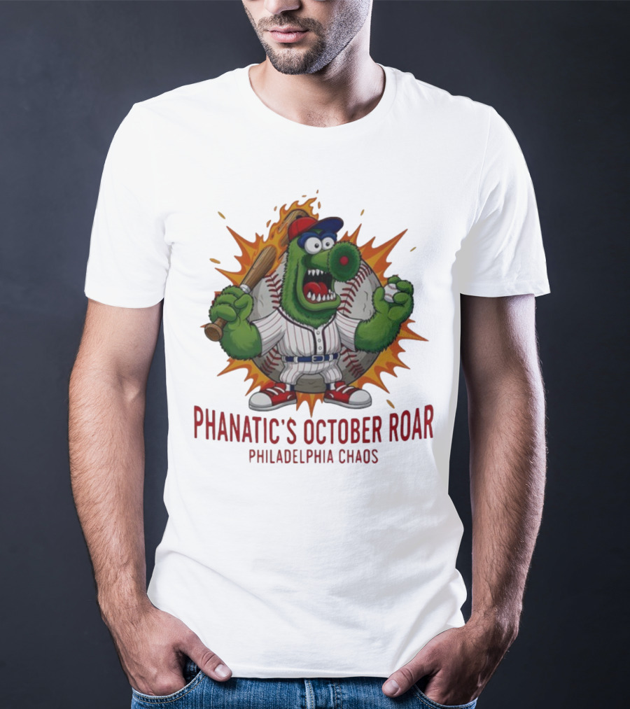 Philadelphia Phillies Baseball Phanatic's October Roar Philadelphia Chaos Mascot T-Shirt
