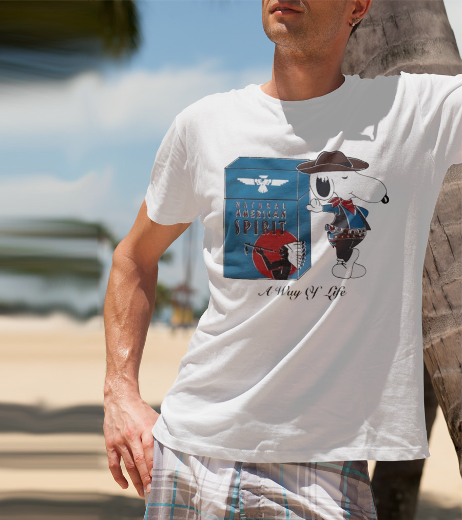 Snoopy Natural American Spirit A Way Of Life Cowboy Blue T-Shirt