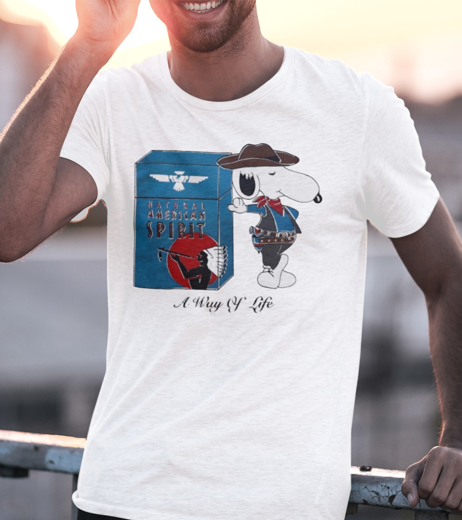 Snoopy Natural American Spirit A Way Of Life Cowboy Blue T-Shirt