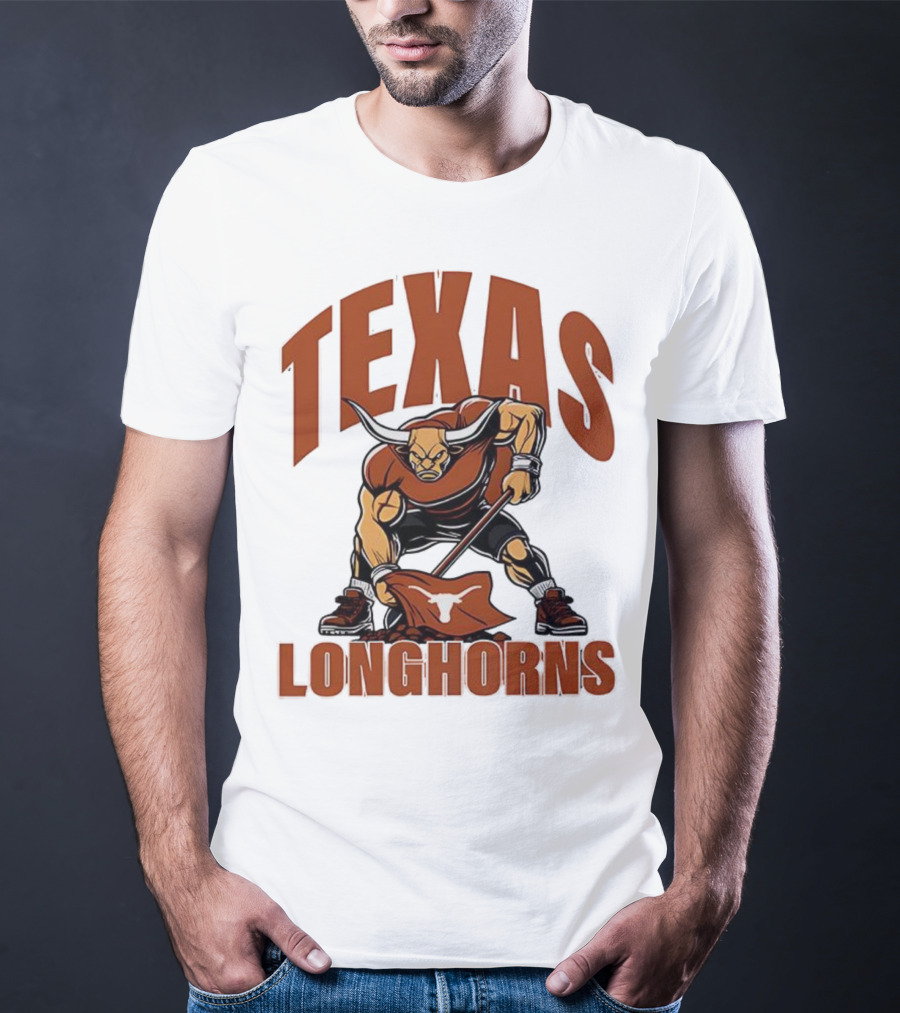 Texas Longhorns Football Youth Mascot Planting Flag T-Shirt