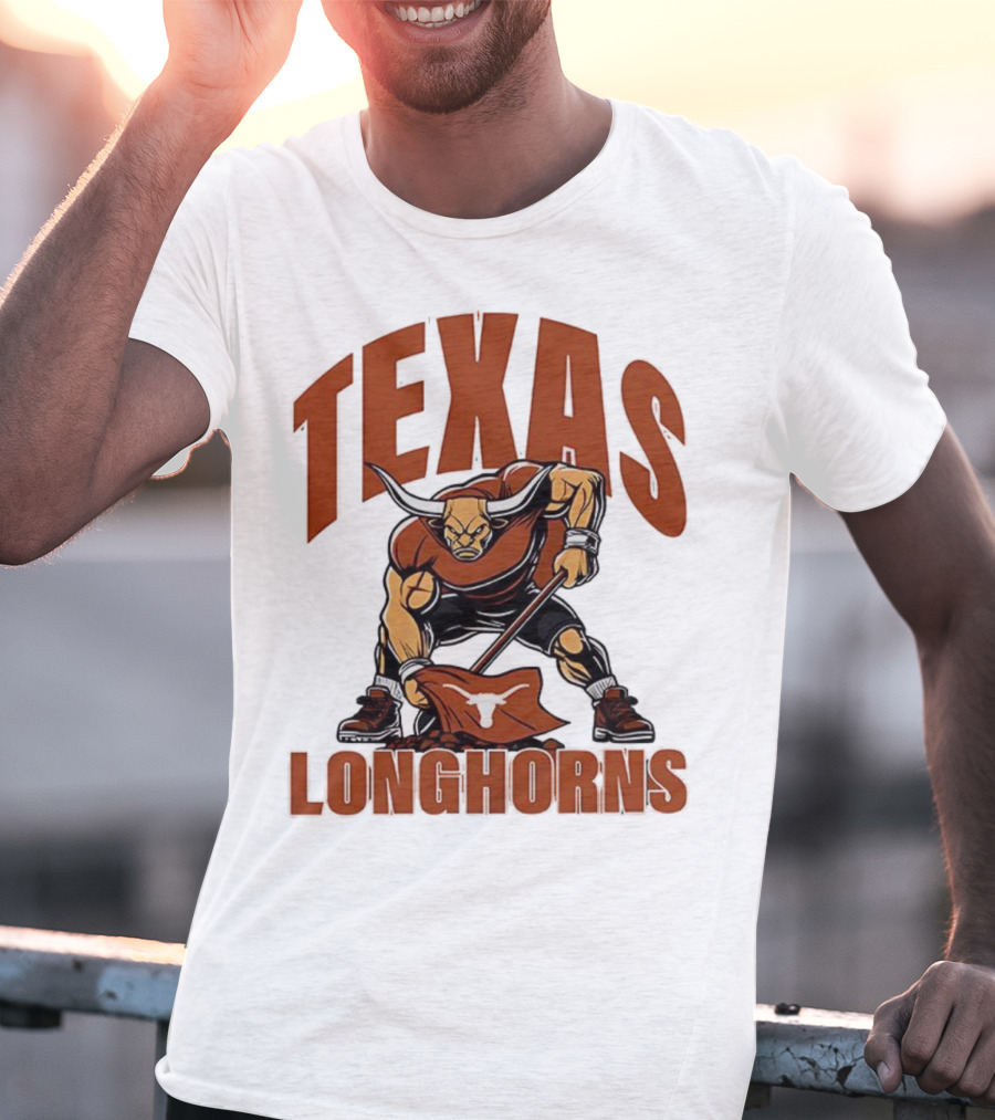 Texas Longhorns Football Youth Mascot Planting Flag T-Shirt
