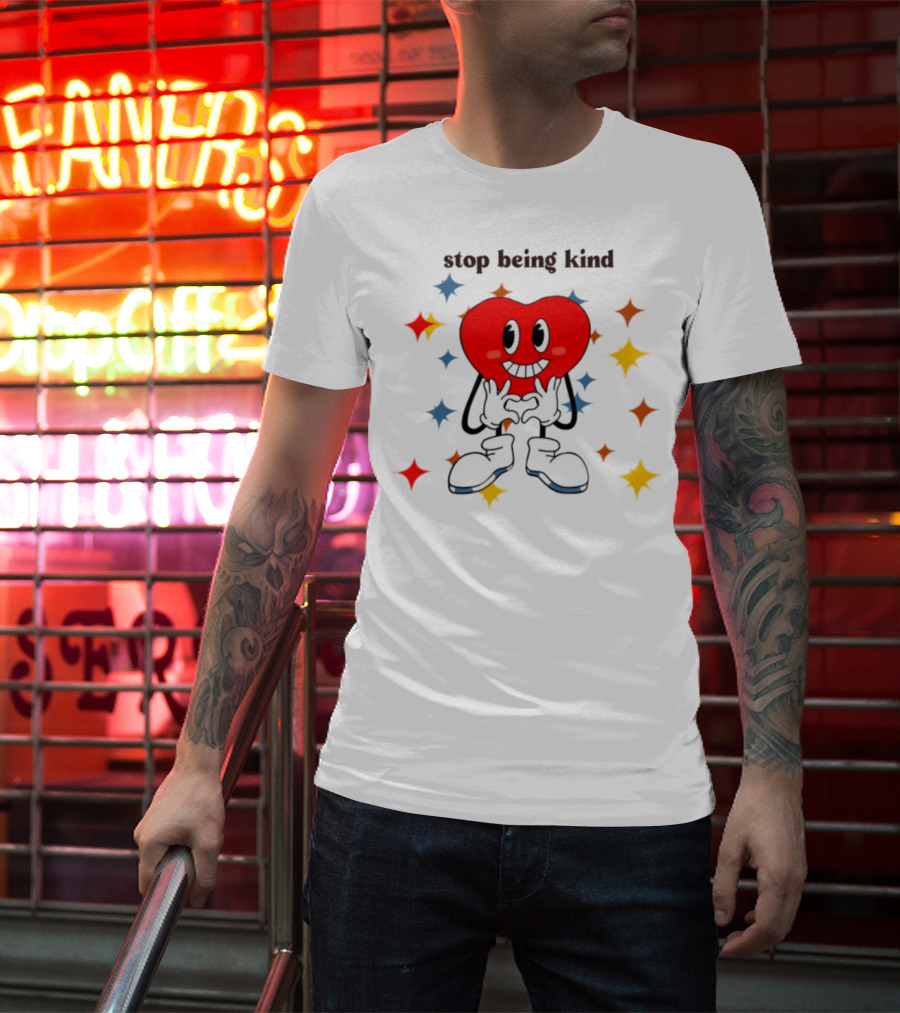 Transphobic Stop Being Kind Heart Character With Colorful Stars T-Shirt