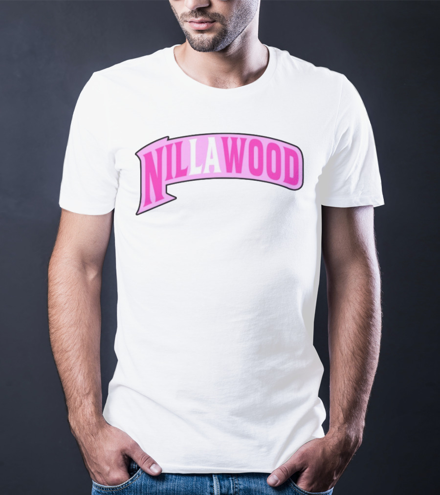 Nilla Allin Nillawood Pink Arch Text T-Shirt
