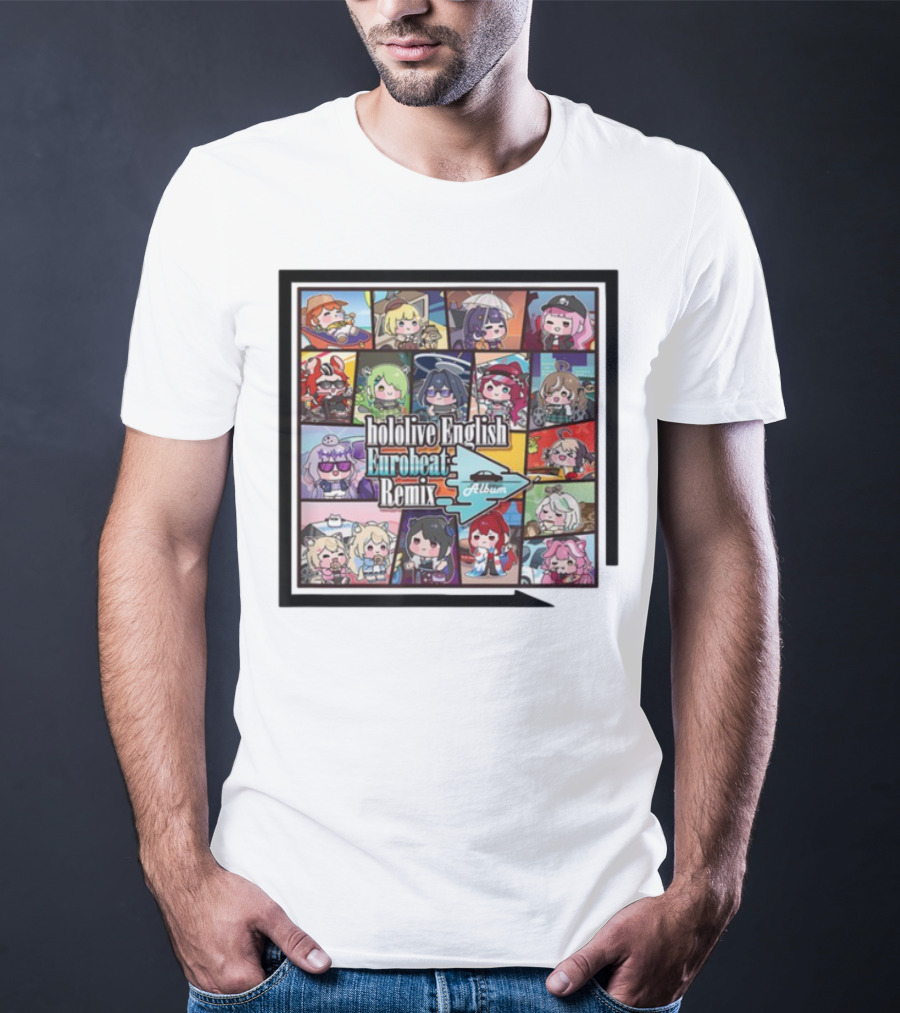 Hololive English Eurobeat Remix Album Characters Compilation T-Shirt