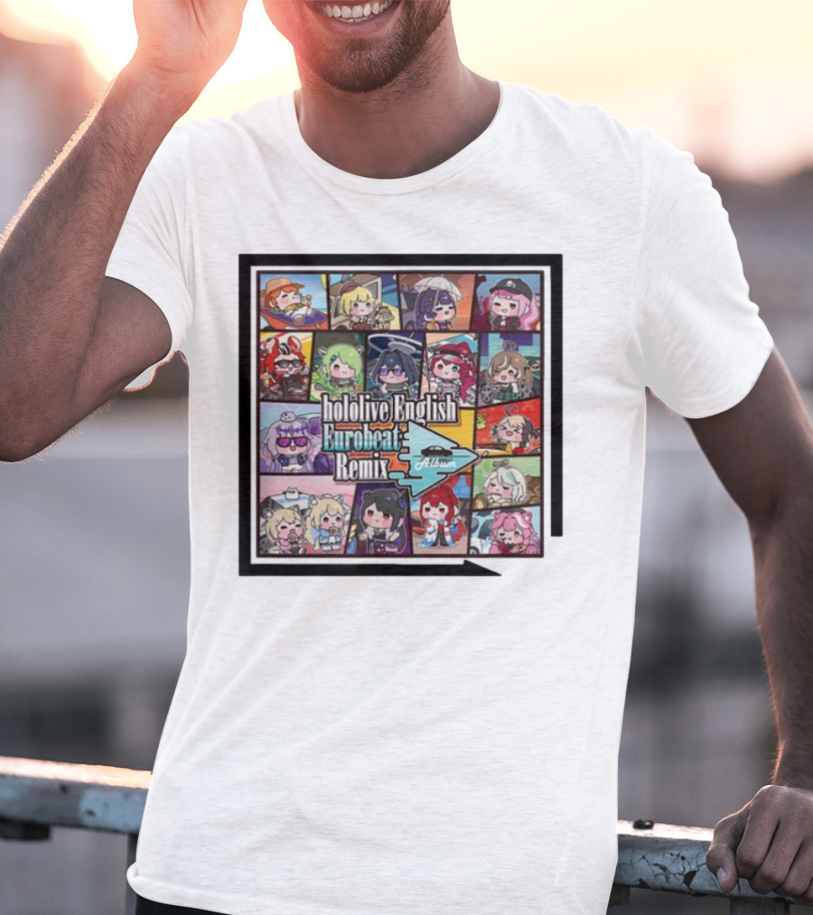 Hololive English Eurobeat Remix Album Characters Compilation T-Shirt