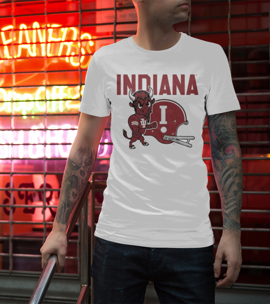 Indiana Hoosiers Bison Mascot And Football Helmet T-Shirt